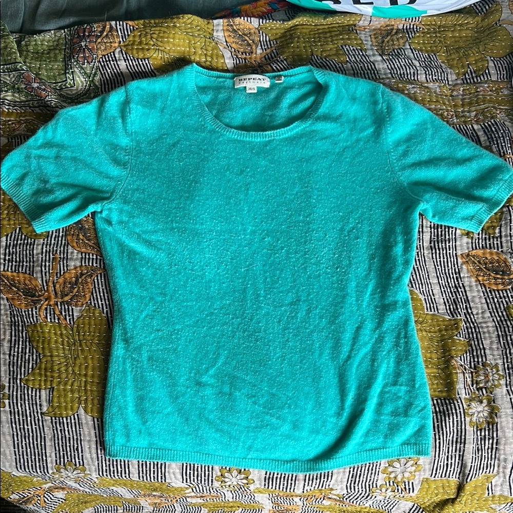 Turquoise Short Sleeve Sweater